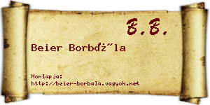 Beier Borbála névjegykártya